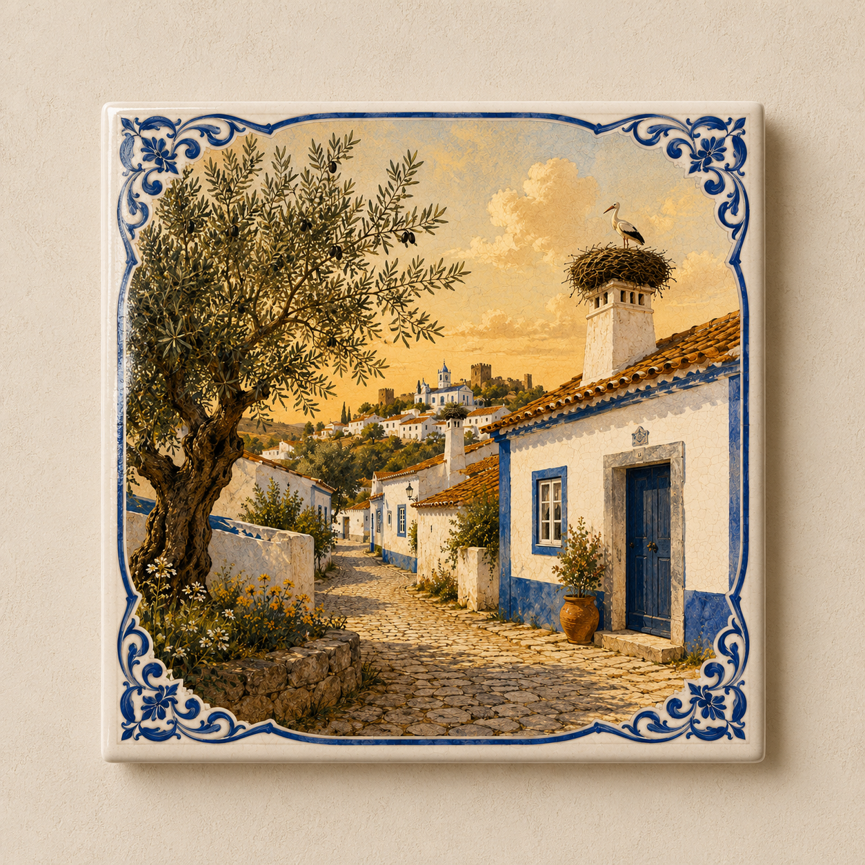 Azulejo Decorativo Aldeia Portuguesa | Paisagem Rural de Portugal