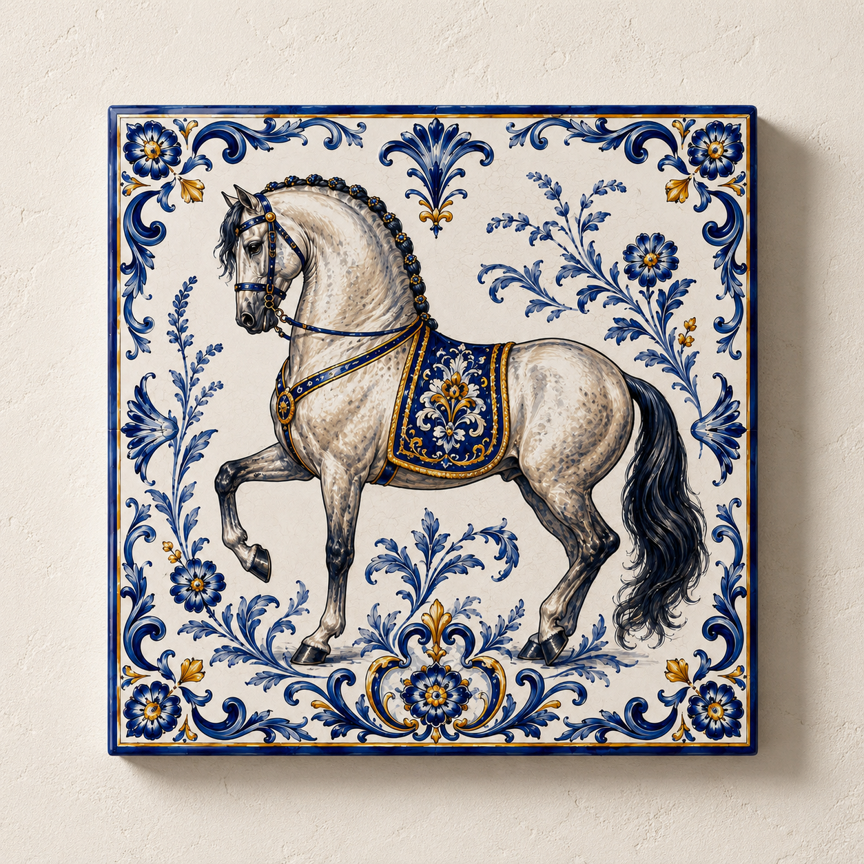 Azulejo Decorativo Cavalo Lusitano | Arte Portuguesa