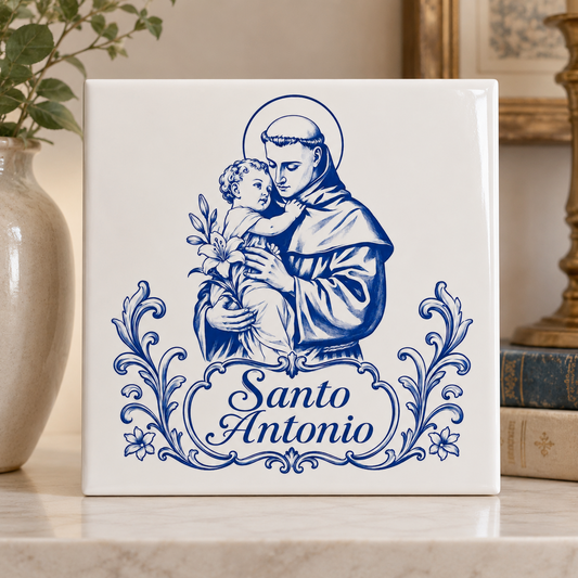 Azulejo Santo António | Quadro Decorativo Religioso em Cerâmica