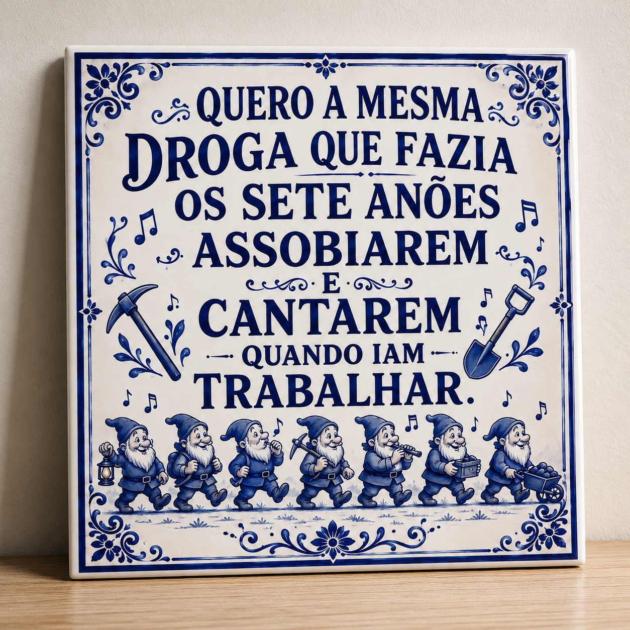 Azulejo Humorístico Anões | Quero a Mesma Droga que Fazia os Sete Anões