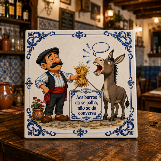 Azulejo Aos Burros Dá-se Palha | Azulejos à Tuga