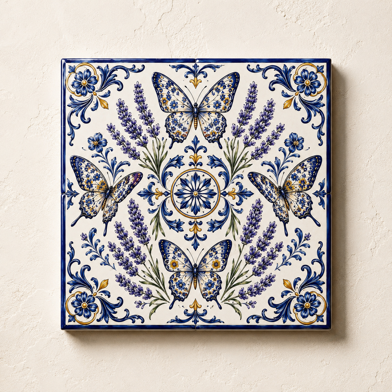 Azulejo Decorativo Borboletas e Lavanda | Natureza Portuguesa