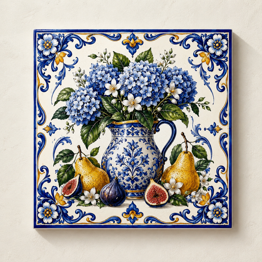 Azulejo Decorativo Flores Azuis | Jarra Floral Portuguesa