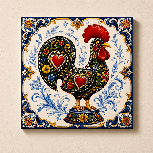 Azulejo Decorativo Galo Português | Símbolo Tradicional de Portugal