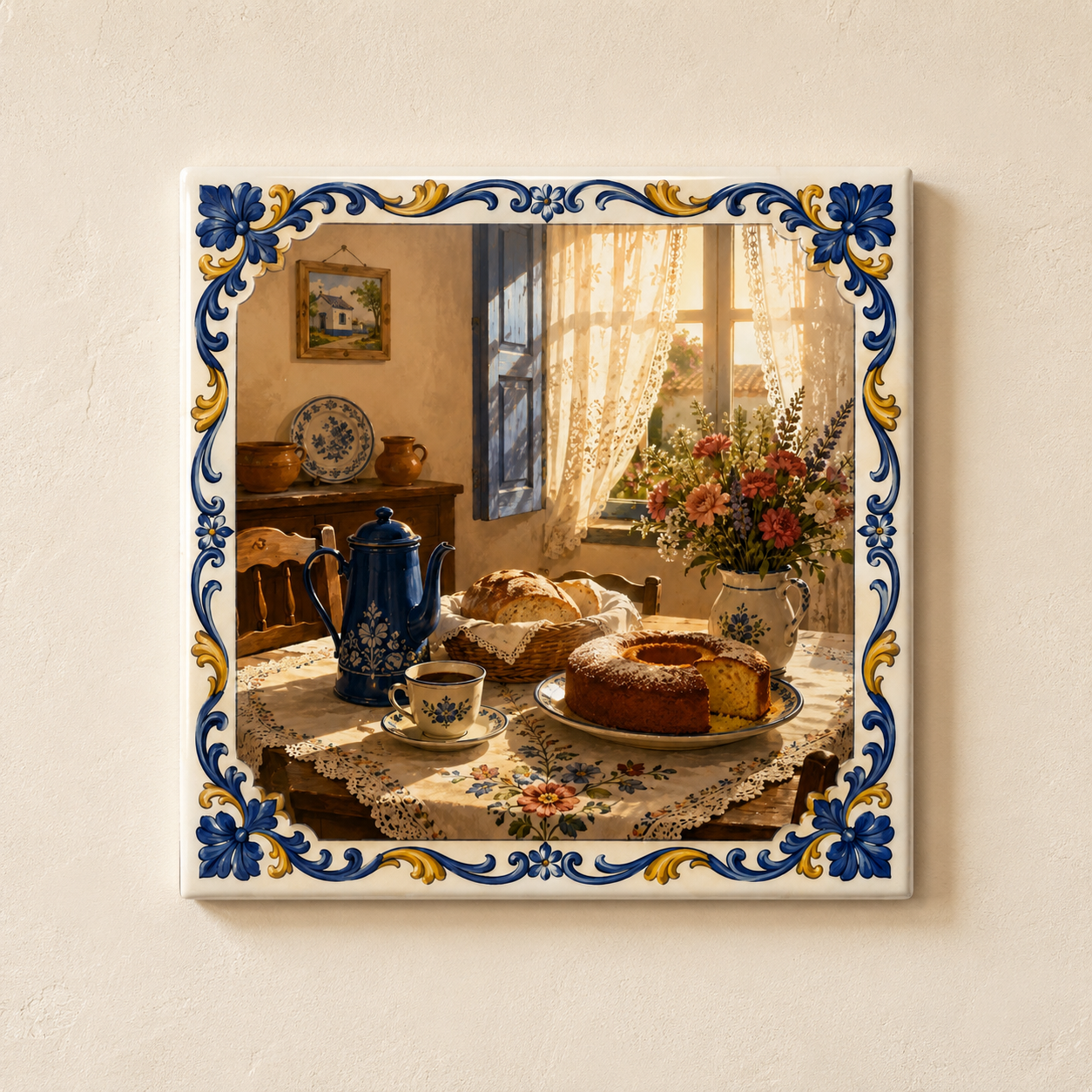 Azulejo Decorativo Mesa Portuguesa | Tradição e Convívio