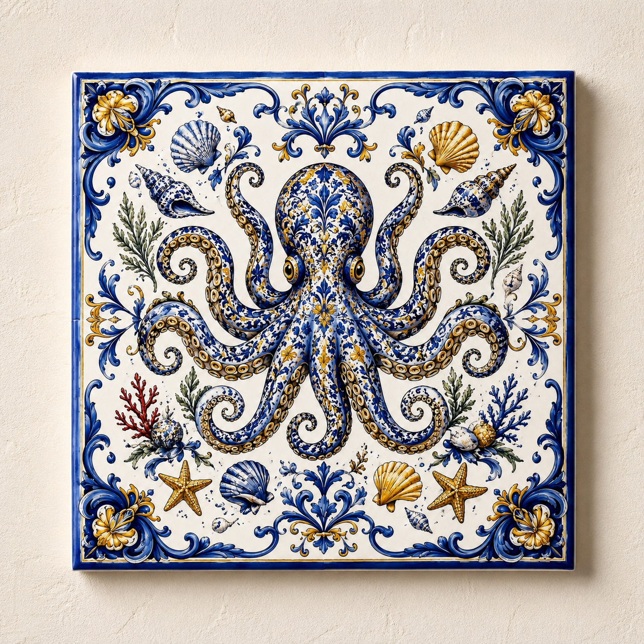 Azulejo Decorativo Polvo Português | Arte Marítima em Azulejo